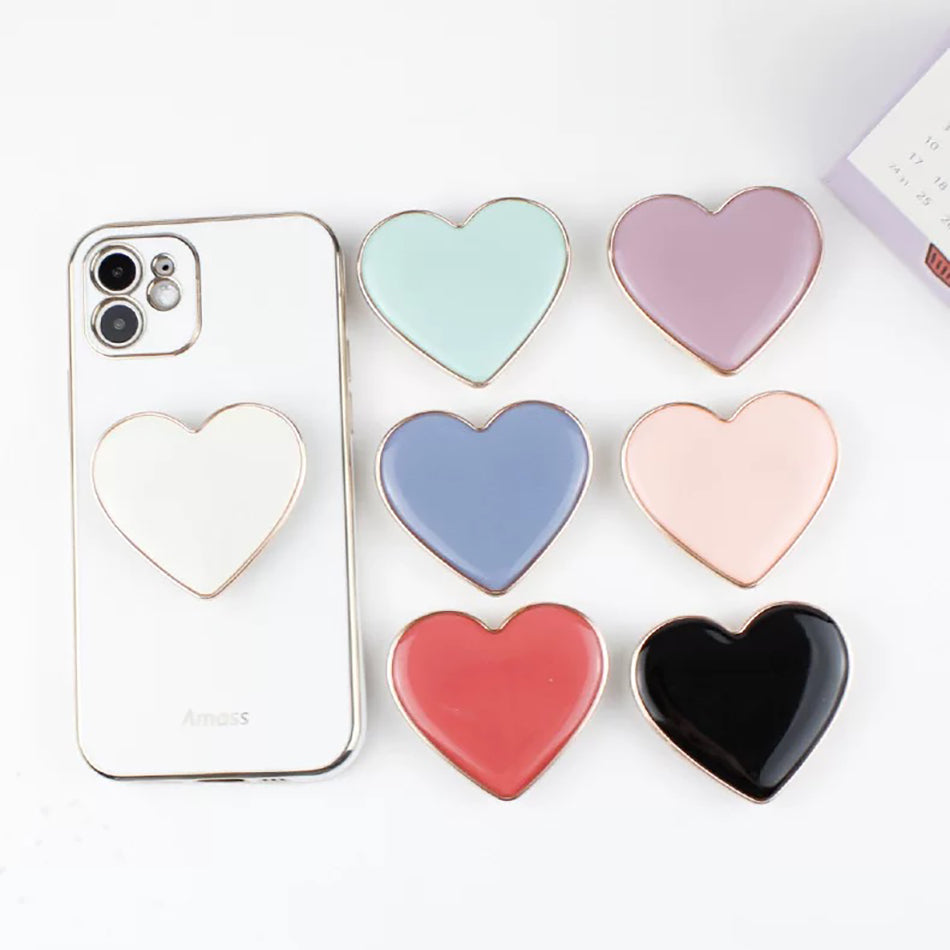 Popsocket Kalp Tasarımlı Renkli Yapışkanlı Telefon Tutacağı