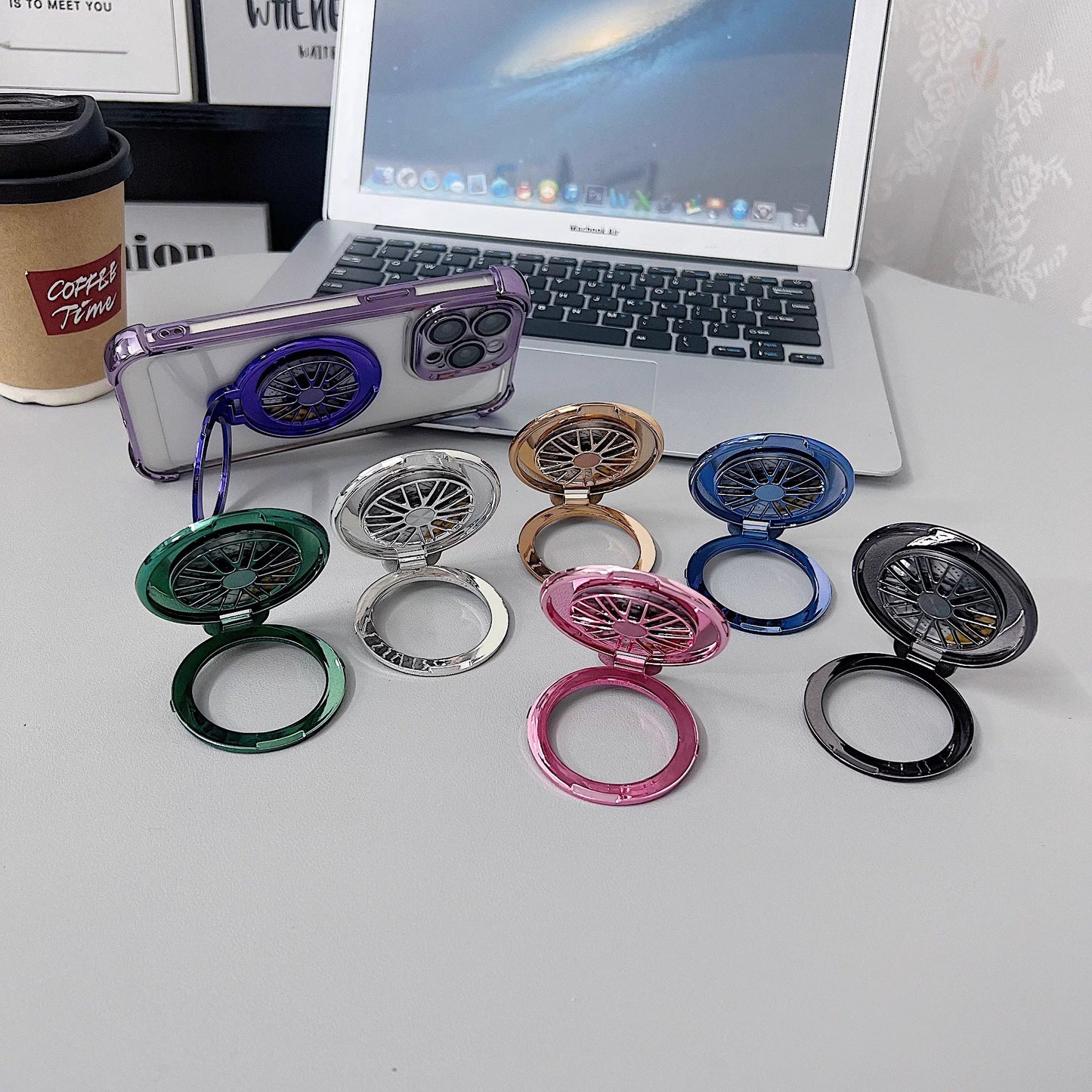 Jant Tasarımlı Plastik Halka Standlı Yapışkanlı Telefon Tutacağı