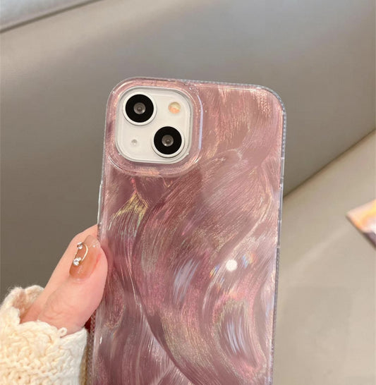 iPhone Tüy Desenli Titanyum Parlak, Yanları Yumuşak Kılıf