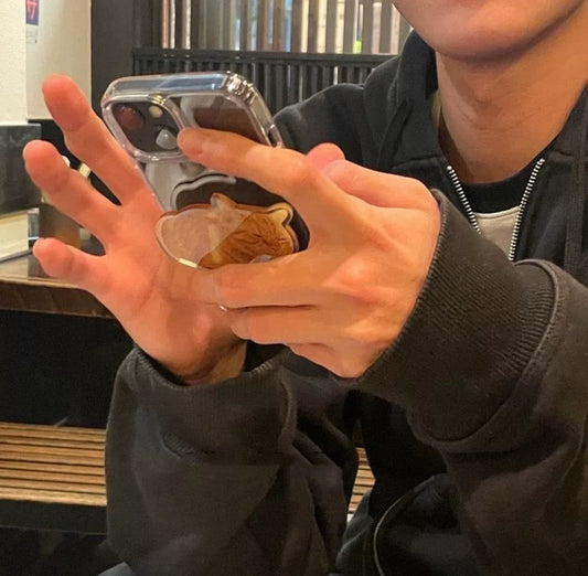 Popsocket Uykucu Sarı Kedi Deseni Yapışkanlı Telefon Tutacağı