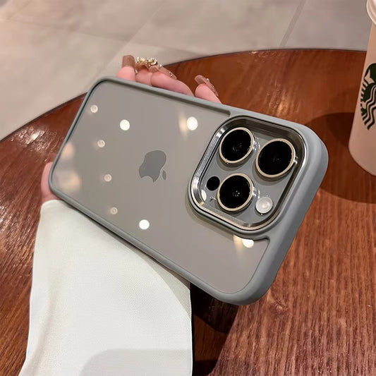 iPhone Sararmaz Mika Şeffaf, Silikon Mat Kenarlı Darbe Emici Telefon Kılıfı