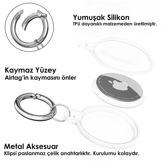 Metal Anahtarlıklı Su Geçirmez AirTag Kılıfı