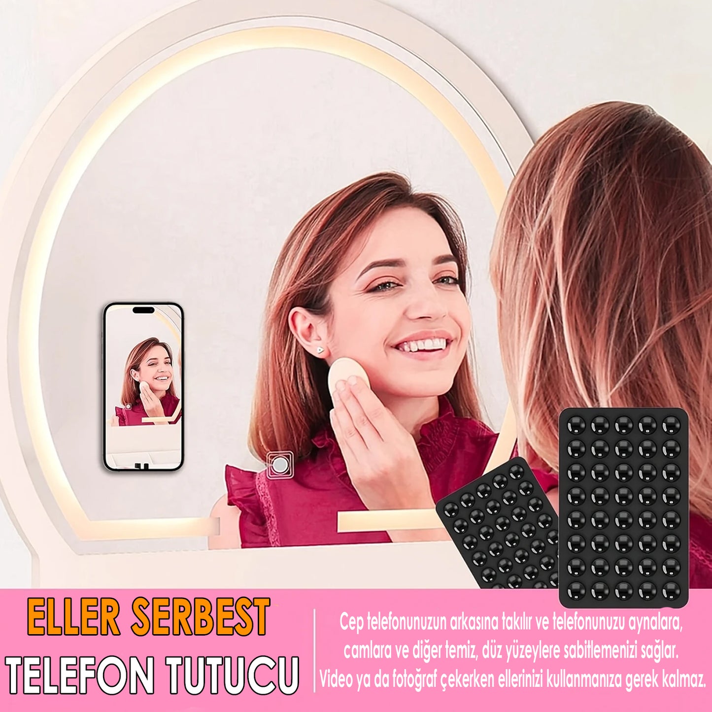 Silikon Çift Taraflı Vakumlu Telefon Tutucu