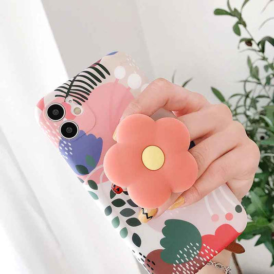 Popsocket Renkli Çiçek Desenli Yapışkanlı Telefon Tutacağı