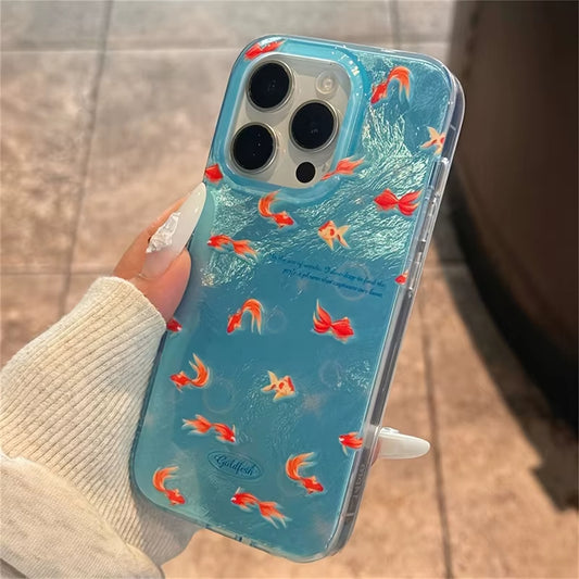 iPhone Balık Desenli Mavi Telefon Kılıfı - Şık ve Koruyucu Kapak