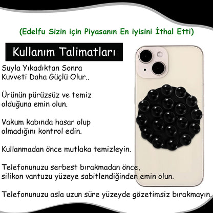 Silikon Yuvarlak Çift Taraflı Vakumlu Telefon Tutucu