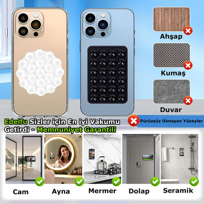 Silikon Yuvarlak Çift Taraflı Vakumlu Telefon Tutucu