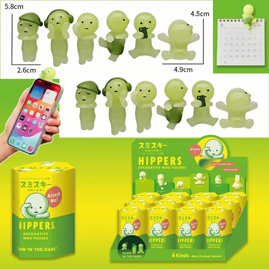 Smiski Hippers Serisi (Rastgele 1 Model Gönderilir) Gece Parlayan Fosforlu Yeşil Smiskiller Kutu
