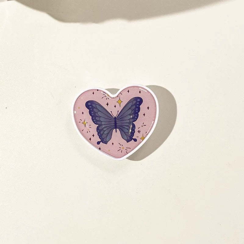 Popsocket Kalp Şekilli Desenli Yapışkanlı Telefon Tutacağı