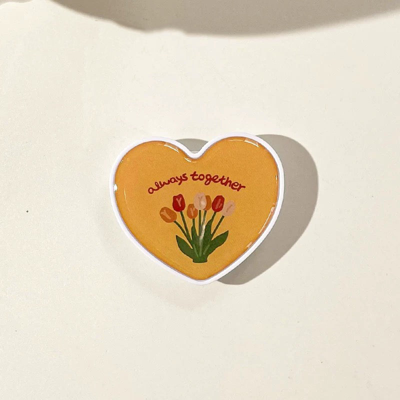 Popsocket Kalp Şekilli Desenli Yapışkanlı Telefon Tutacağı