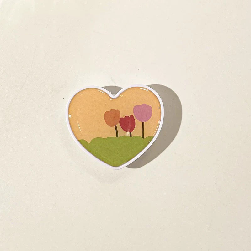 Popsocket Kalp Şekilli Desenli Yapışkanlı Telefon Tutacağı