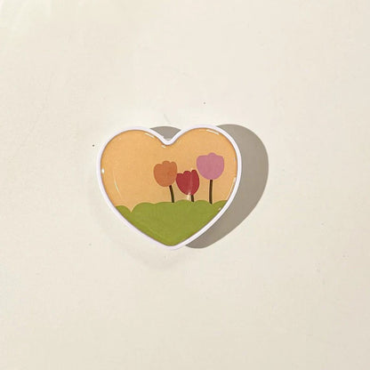 Popsocket Kalp Şekilli Desenli Yapışkanlı Telefon Tutacağı