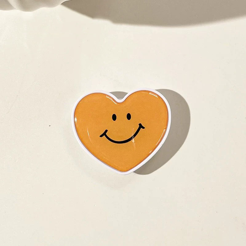 Popsocket Kalp Şekilli Desenli Yapışkanlı Telefon Tutacağı