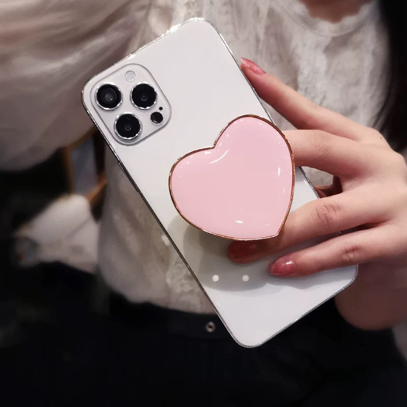 Popsocket Kalp Tasarımlı Renkli Yapışkanlı Telefon Tutacağı