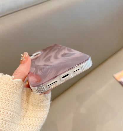 iPhone Tüy Desenli Titanyum Parlak, Yanları Yumuşak Kılıf