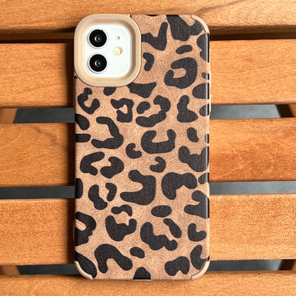 Leopar Desenli Kadife Dokulu Kahverengi Kılıf