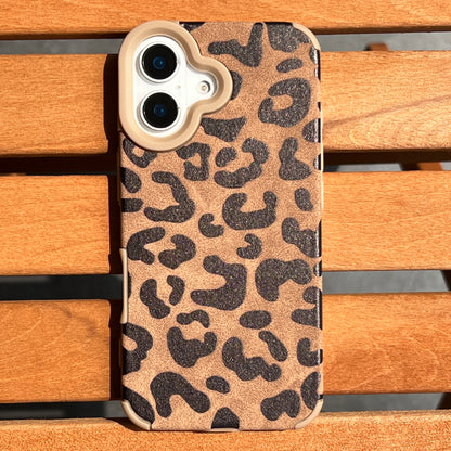 Leopar Desenli Kadife Dokulu Kahverengi Kılıf