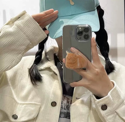 Popsocket Uykucu Sarı Kedi Deseni Yapışkanlı Telefon Tutacağı
