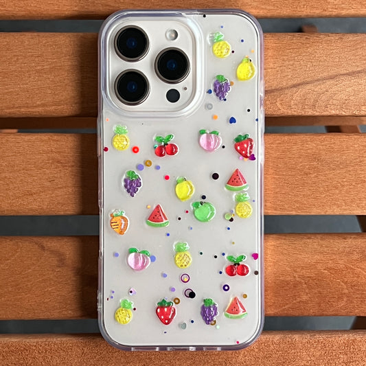 Renkli Meyve Desenli Şeffaf Telefon Kılıfı - Eğlenceli ve Koruyucu Kapak