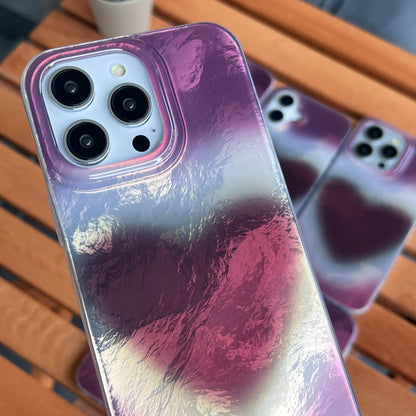 Aurora Parlak Bordo Işıltılı Kalpli Tasarım Telefon Kılıfı