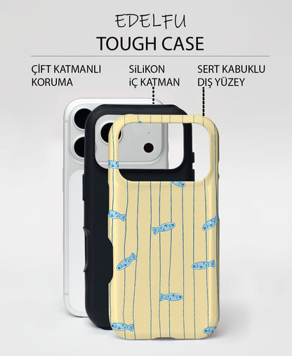 Minik Mavi Balıklar, Parlak Çift Katmanlı, Tough Telefon Kılıfı
