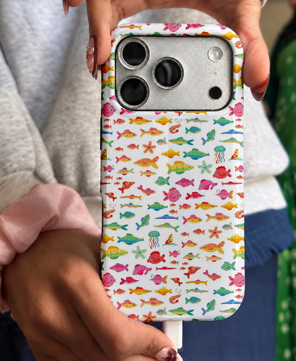 Renkli Balıklar, Parlak Çift Katmanlı, Tough Telefon Kılıfı