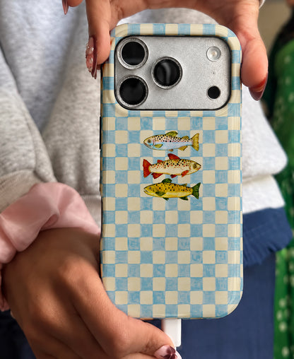 Damalı Temalı Balıklar, Parlak Çift Katmanlı, Tough Telefon Kılıfı