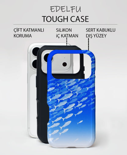 Beyaz Balık Sürüsü, Parlak Çift Katmanlı, Tough Telefon Kılıfı