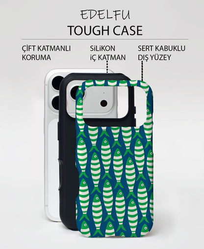 Yeşil Balık Sürüsü, Parlak Çift Katmanlı, Tough Telefon Kılıfı