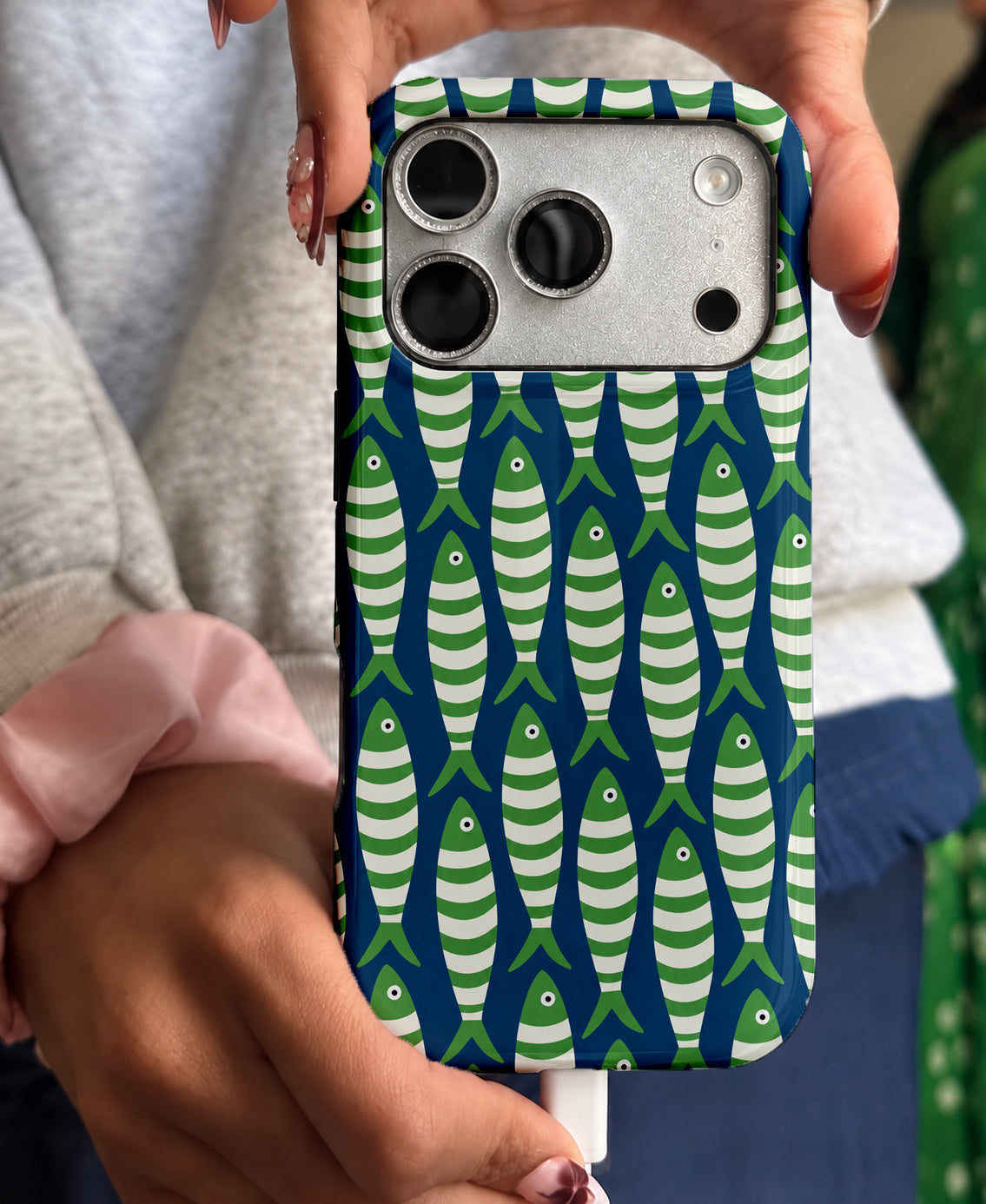 Yeşil Balık Sürüsü, Parlak Çift Katmanlı, Tough Telefon Kılıfı