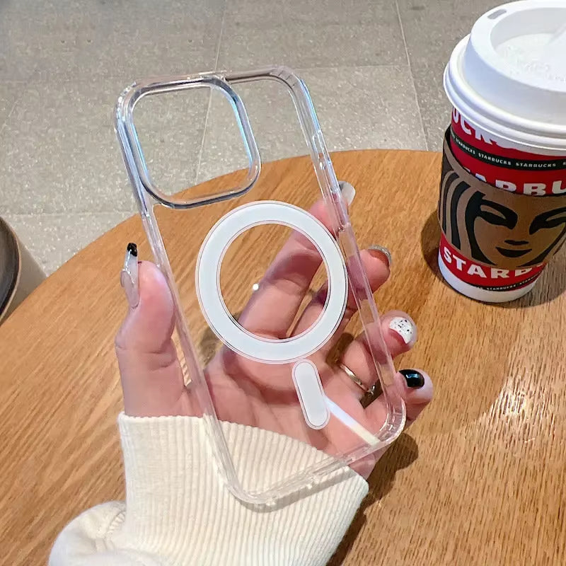 iPhone MagSafe Uyumlu Şeffaf Silikon Yumuşak Kenarlı, Manyetik Telefon Kılıfı