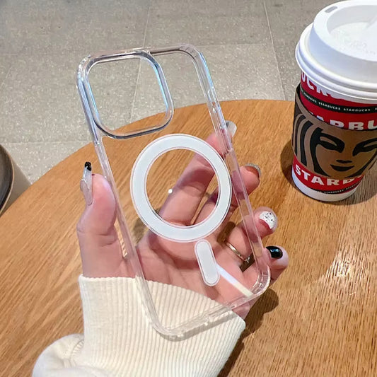 iPhone MagSafe Uyumlu Şeffaf Silikon Yumuşak Kenarlı, Manyetik Telefon Kılıfı