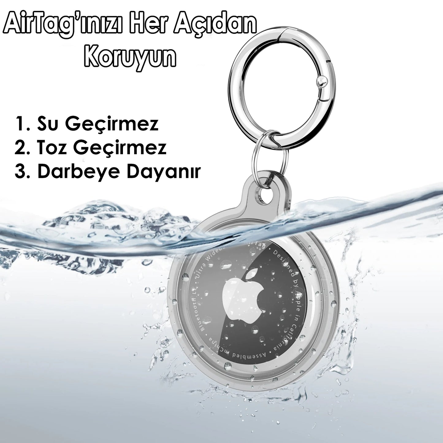 Metal Anahtarlıklı Su Geçirmez AirTag Kılıfı