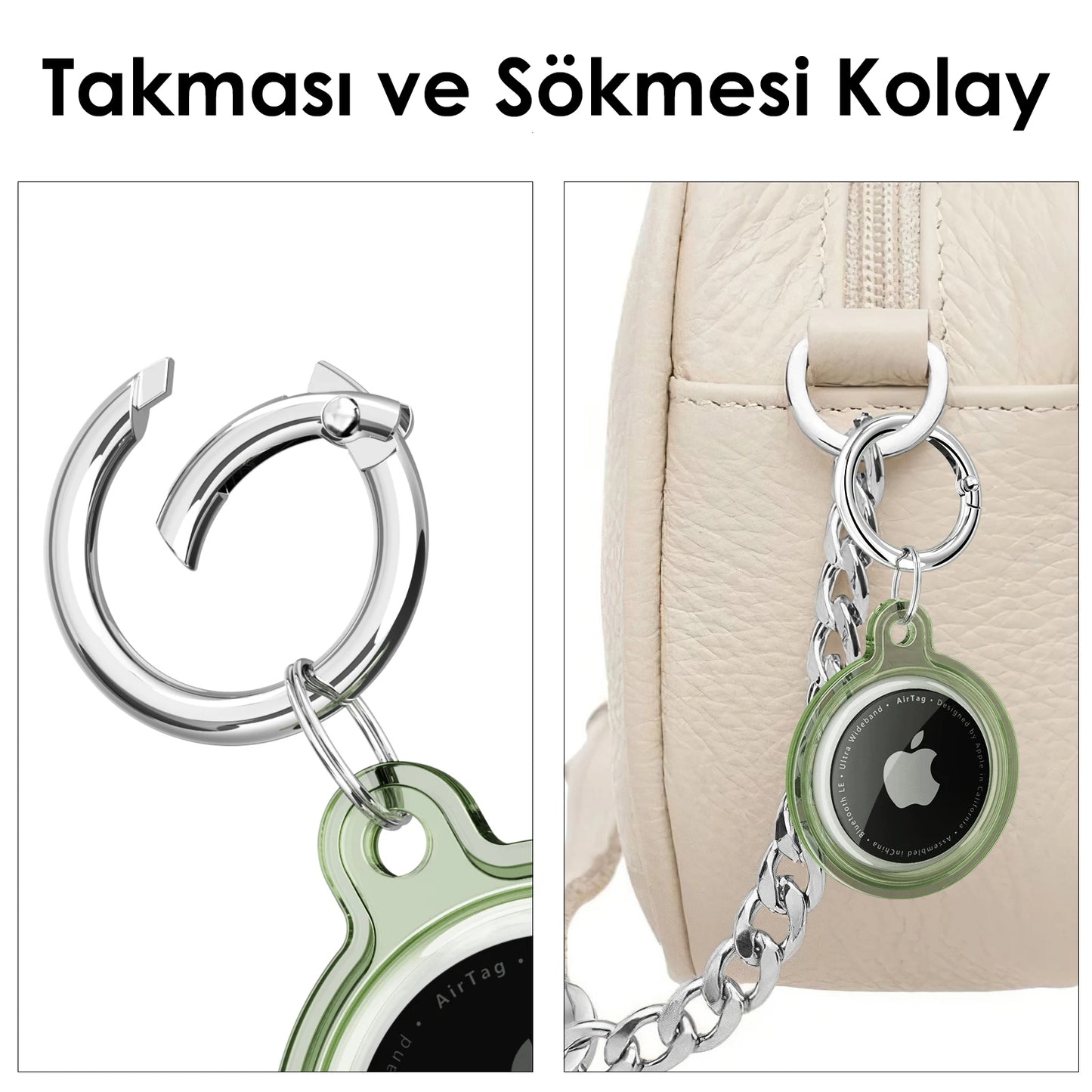 Metal Anahtarlıklı Su Geçirmez AirTag Kılıfı