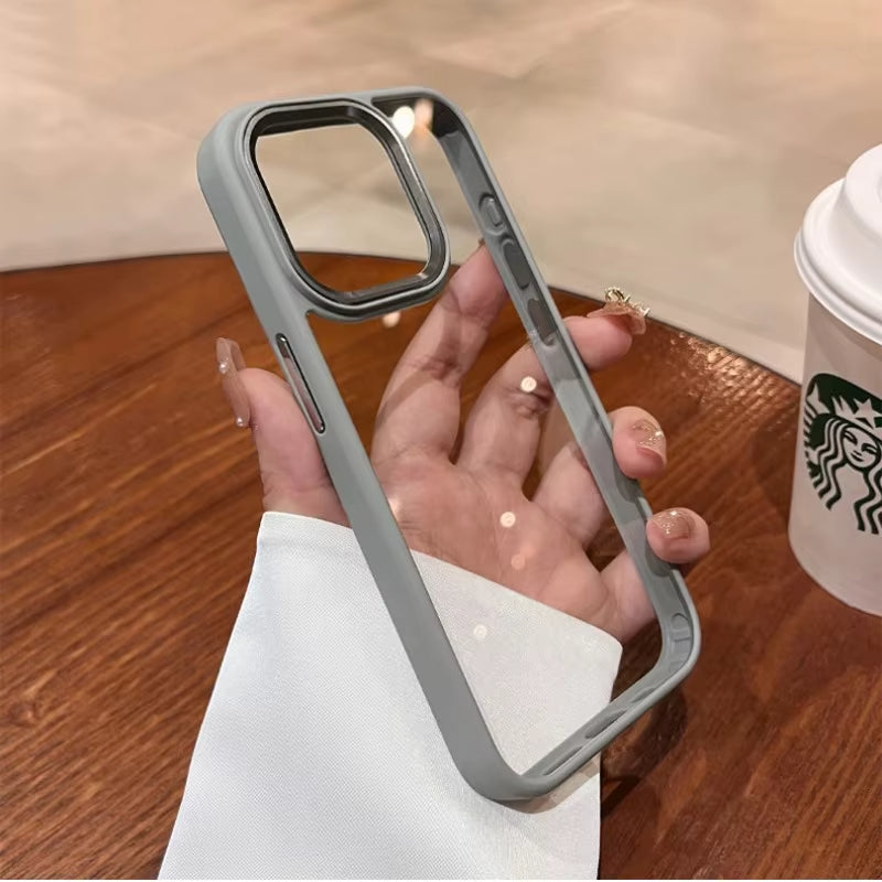 iPhone Sararmaz Mika Şeffaf, Silikon Mat Kenarlı Darbe Emici Telefon Kılıfı