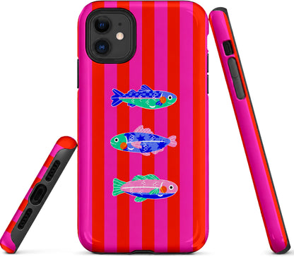 Renkli 3 Balık, Parlak Çift Katmanlı, Tough Telefon Kılıfı