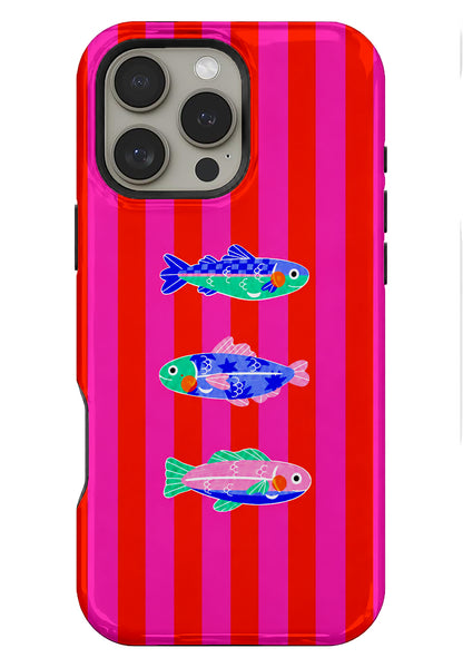 Renkli 3 Balık, Parlak Çift Katmanlı, Tough Telefon Kılıfı