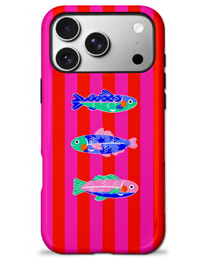 Renkli 3 Balık, Parlak Çift Katmanlı, Tough Telefon Kılıfı