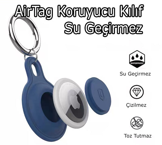 AirTag Uyumlu Su Geçirmez Silikon Koruyucu Kılıf – Anahtarlık Askılı